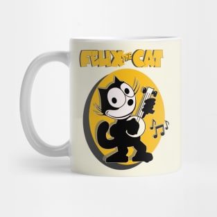 Felix the Cat Plays Banjo Old School Retro Cat Cartoon Art Mug